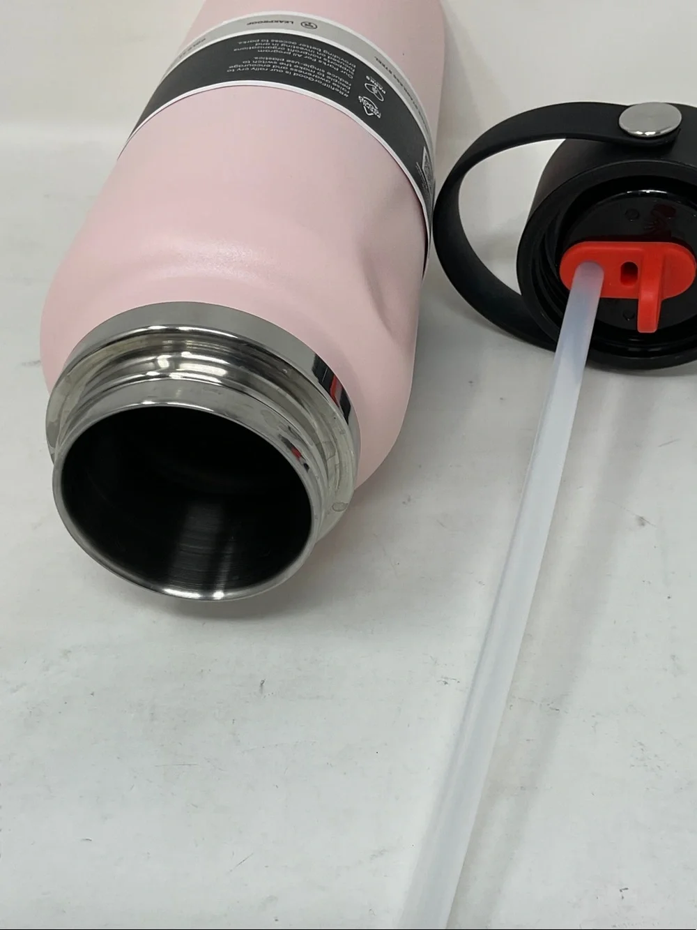 Hydro Flask Wide Mouth Bottle with Flex Straw Cap - Light Pink and Black
